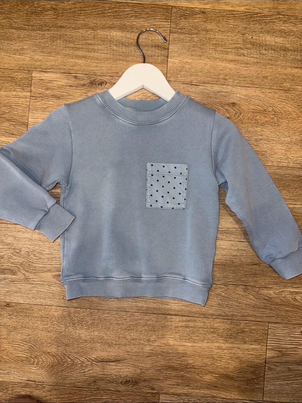 Bonton Kids Blue Crewneck Sweatshirt with Star Pocket